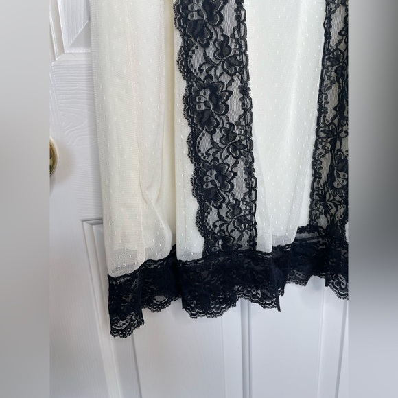 Vintage empire waist sheer cap sleeve cream & black lace Victorian Y2K dress | L - Picture 6 of 16
